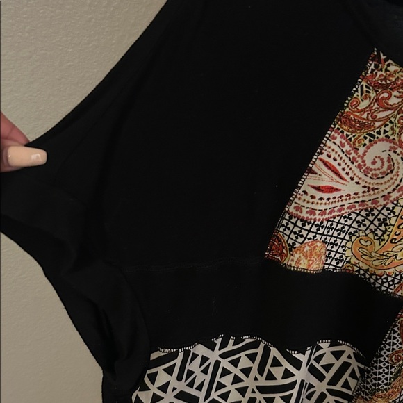Lane Bryant Black and Paisley Patchwork Blouse - Picture 4 of 7